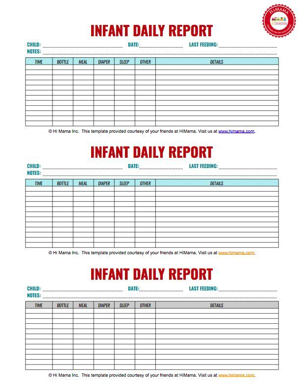 Infant &amp; Toddler Daily Reports  Free Printable | Himama for Daycare Daily Report Sheets