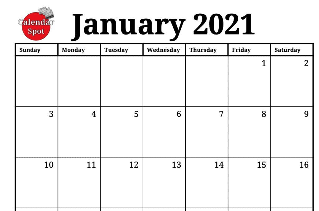 January 2021 Calendar | Calendar Spot In 2021 | 2021 intended for Deployment Countdown Calendar Excel