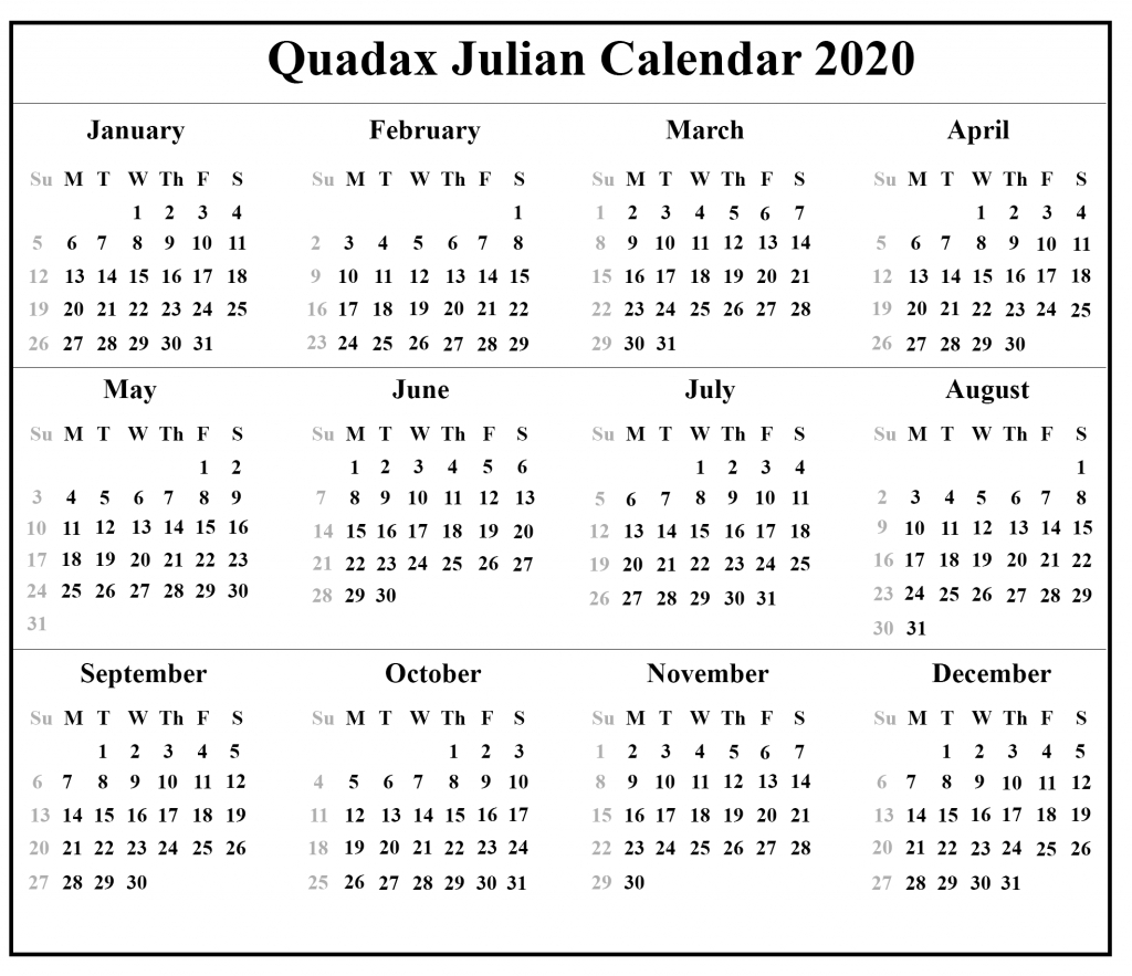 Julian Date Calendar 2021 | Printable Calendar Template 2020 with Julian Date Calendar 2021