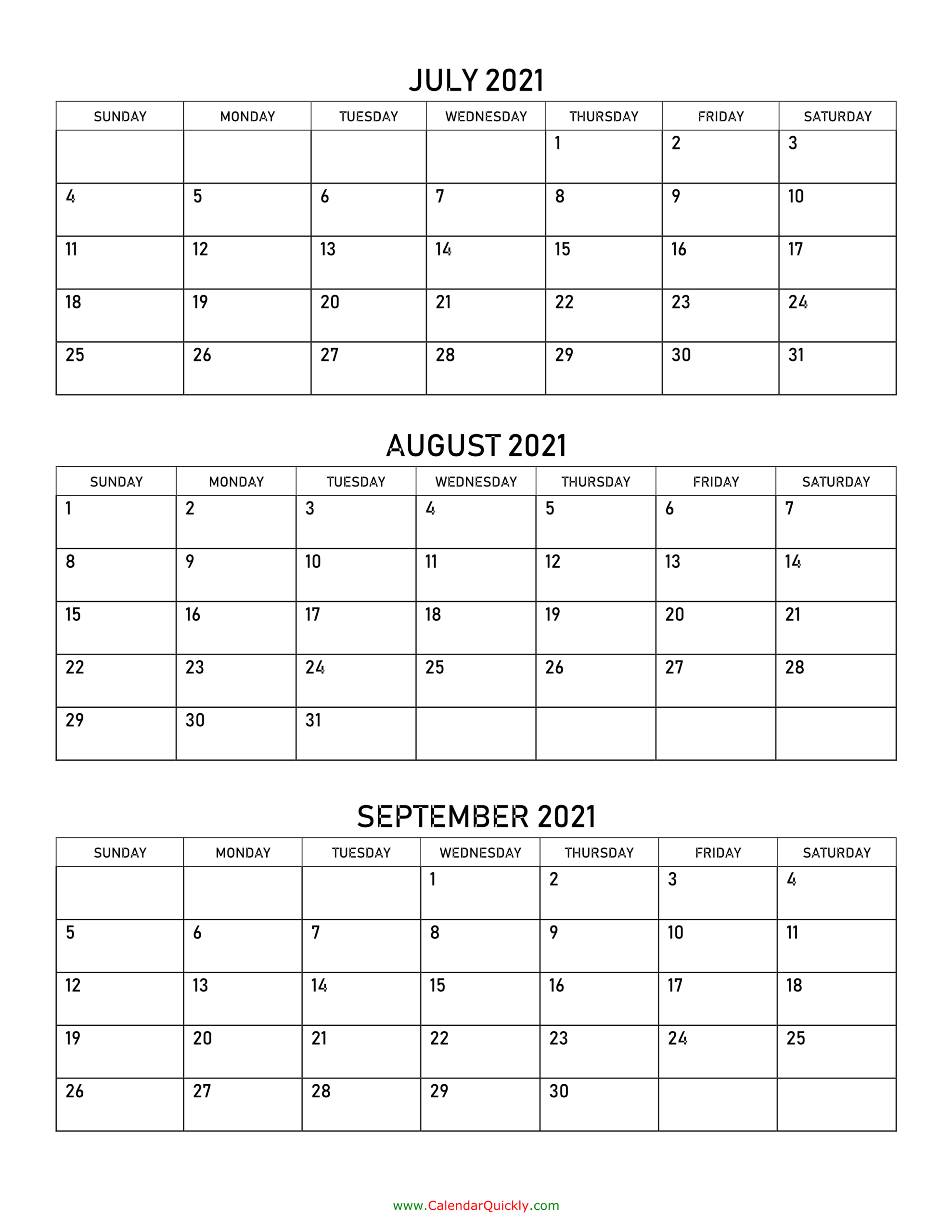 July To September 2021 Calendar | Calendar Quickly with regard to 3 Month Calendar 2021 Printable