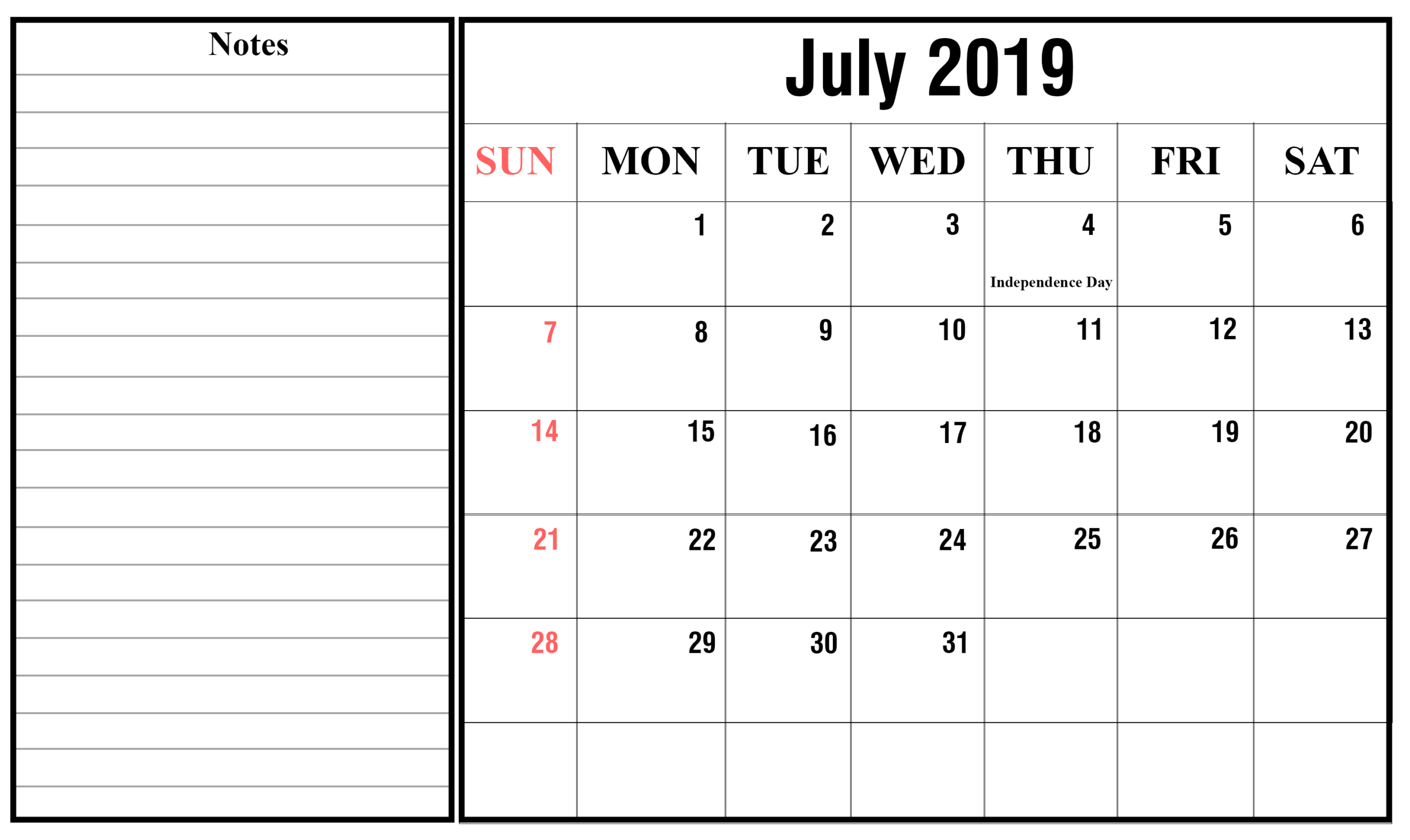 July20194 | Printable Template Calendar in 16 Week Calendar Template