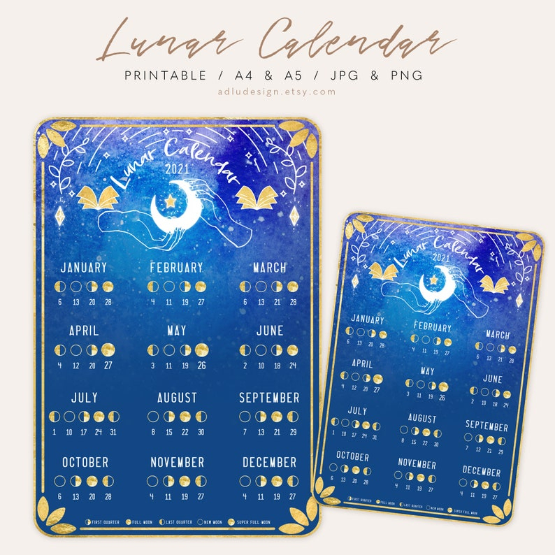 Lunar Calendar 2021 Printable Moon Phases And Cycles | Etsy pertaining to Lunar Calendar For Hair Growth 2021