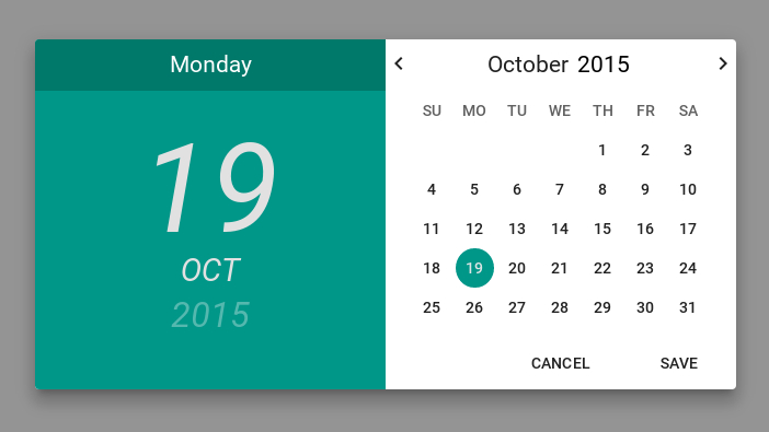 Material Design Modal Datepicker Calendar For Angularjs inside Calendar Icon Material