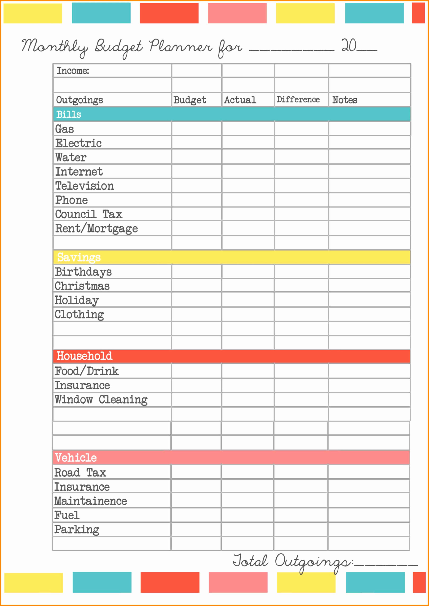Monthly Bill Schedule Template | Example Calendar Printable in Bill Calendar Template