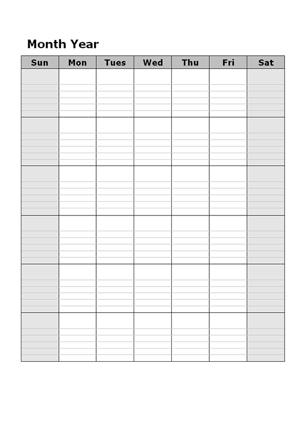 Monthly Blank Calendar In Multi Color : Monday  Free pertaining to Printable Monthly Calendar With Lines