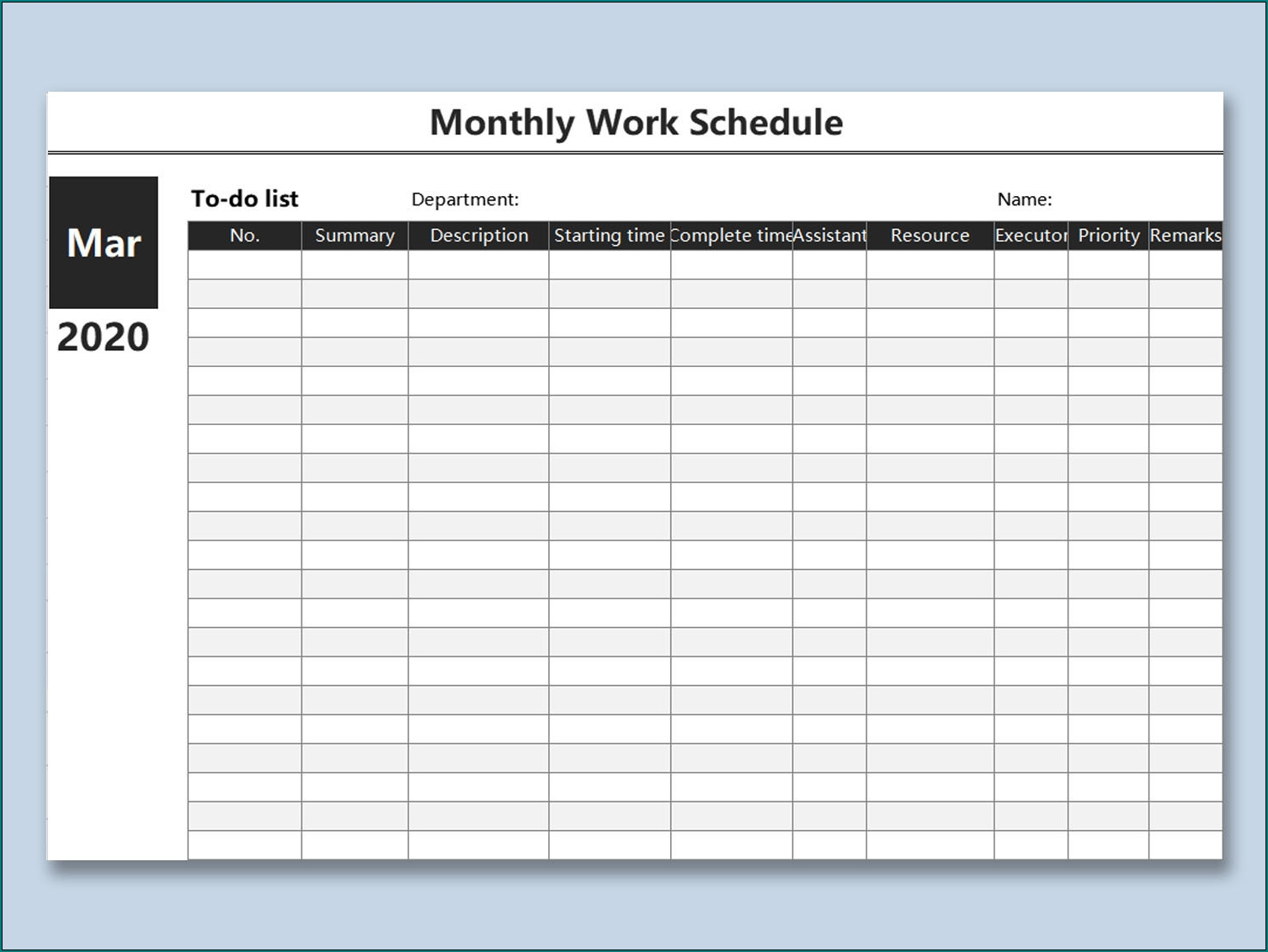 Monthly Employee Schedule Template Pdf | Calendar Template pertaining to Blank Employee Schedule Template