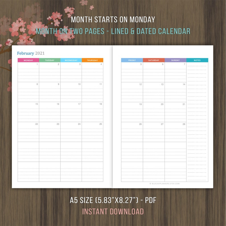 Monthly Planner 2021 Printable Inserts Lined Dated Monthly regarding Printable Lined Monthly Calendar Pdf 2021