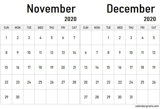 November December 2020 Calendar Template | January pertaining to November December And January Calendar