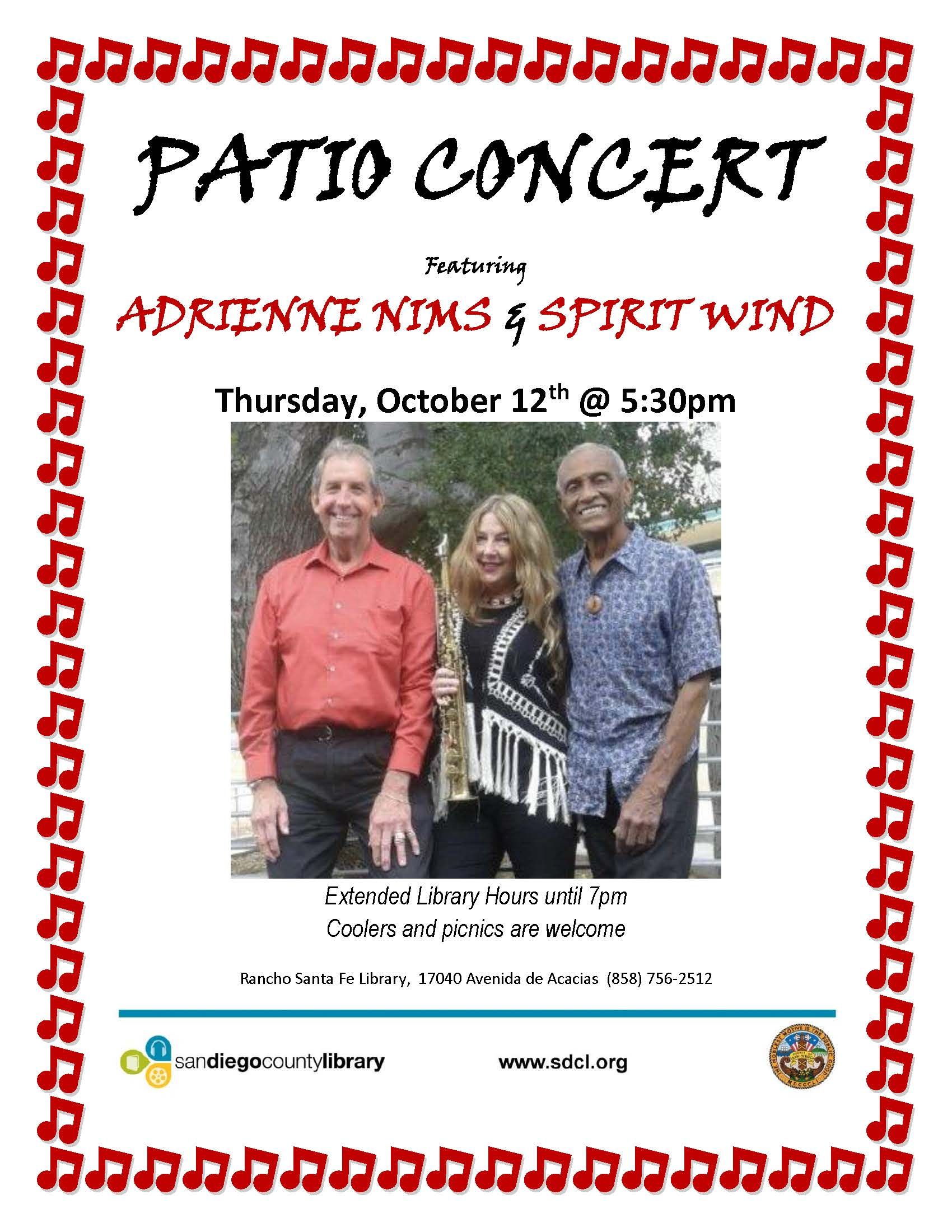 Oct 2017 Patio Concert_Page_1  Rancho Santa Fe Library Guild intended for Roger Rowe Calendar