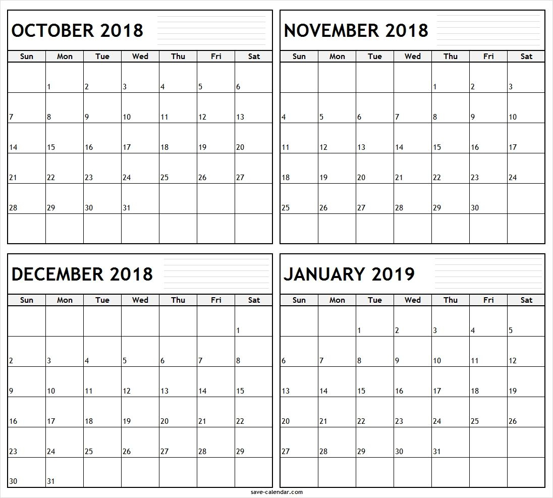 October November December 2018 January 2019 Calendar for November December And January Calendar