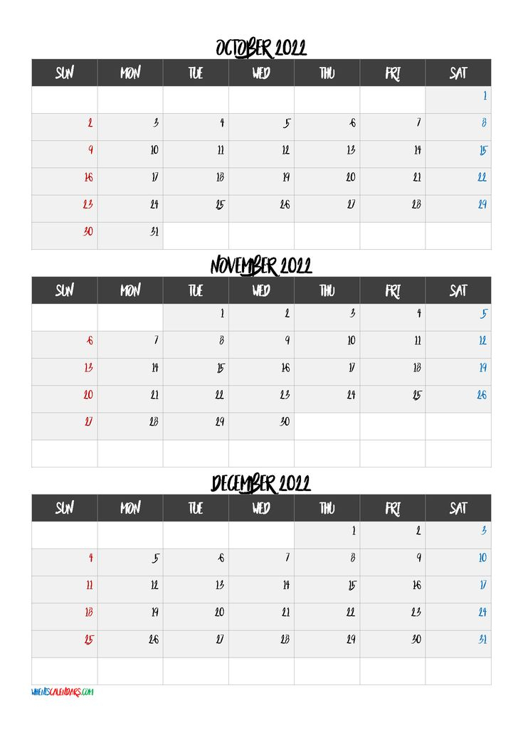 October November December 2022 Calendar Template [Q1Q2Q3 within November December And January Calendar