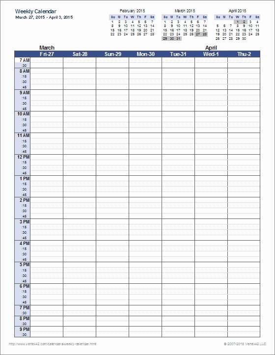 One Week Schedule Template Elegant Weekly Calendar in One Week Calendar Template