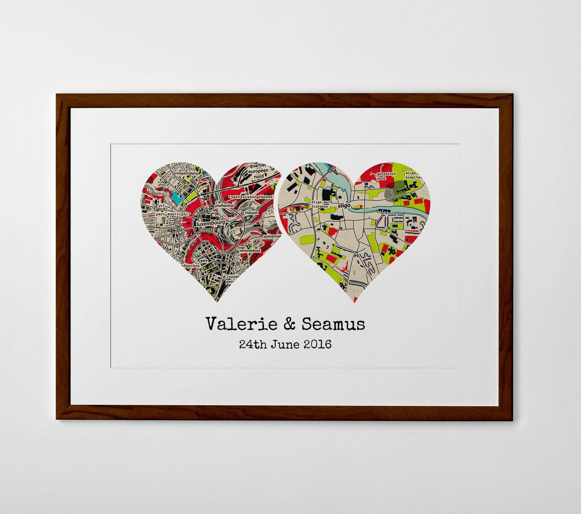 Personalised Dual Heart Map Print, Poster Or Canvas throughout My Heart Map Template