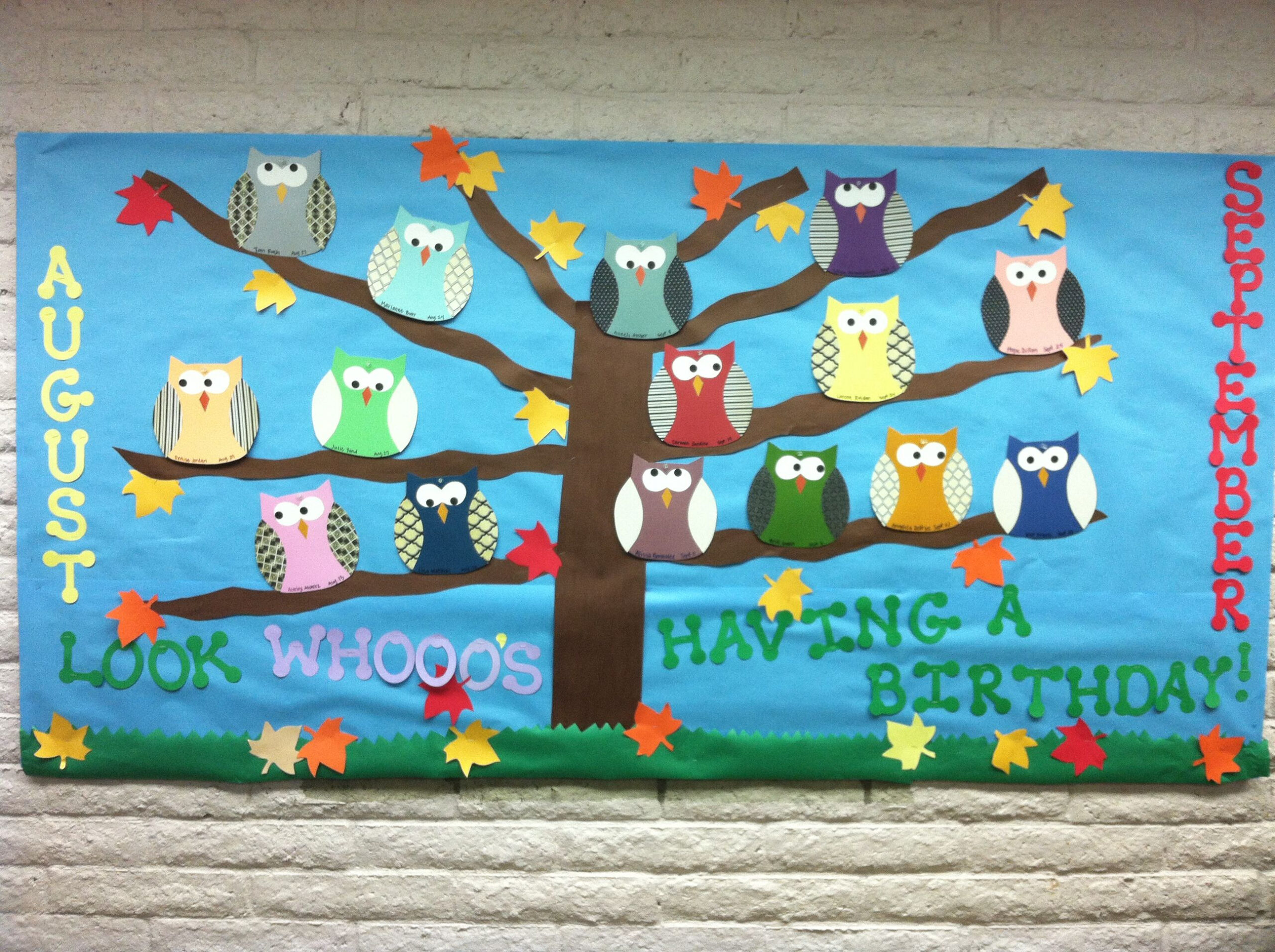 Pin By Nicole Weber On Speech | Birthday Bulletin Boards for Owl Birthday Chart