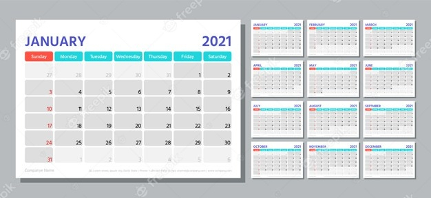 Planejador 2021 Anos. Modelo De Calendário. A Semana in Calendario Del 2021 Con Semanas