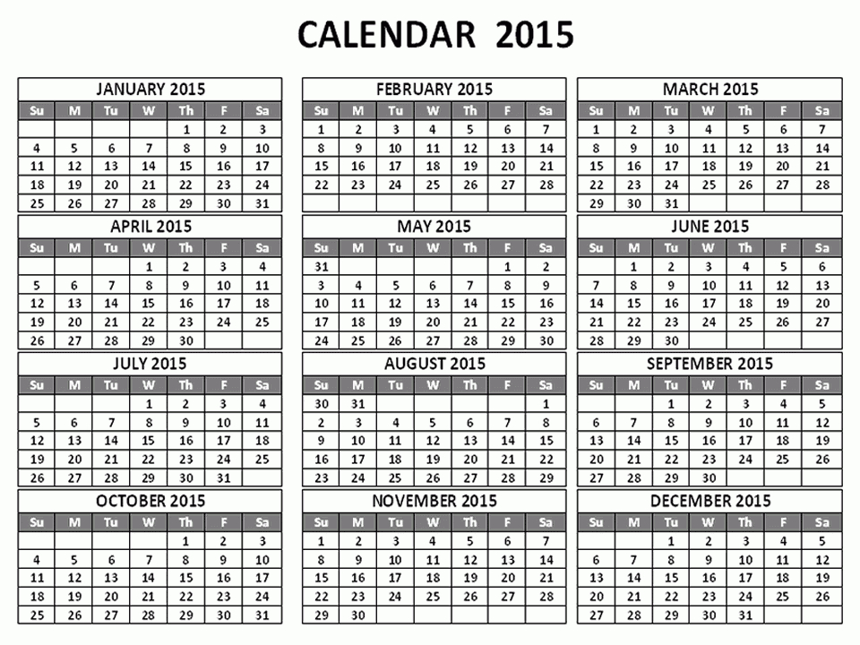 Printable 2015 Calendar, Pictures, Images regarding One Page 12 Month Calendar