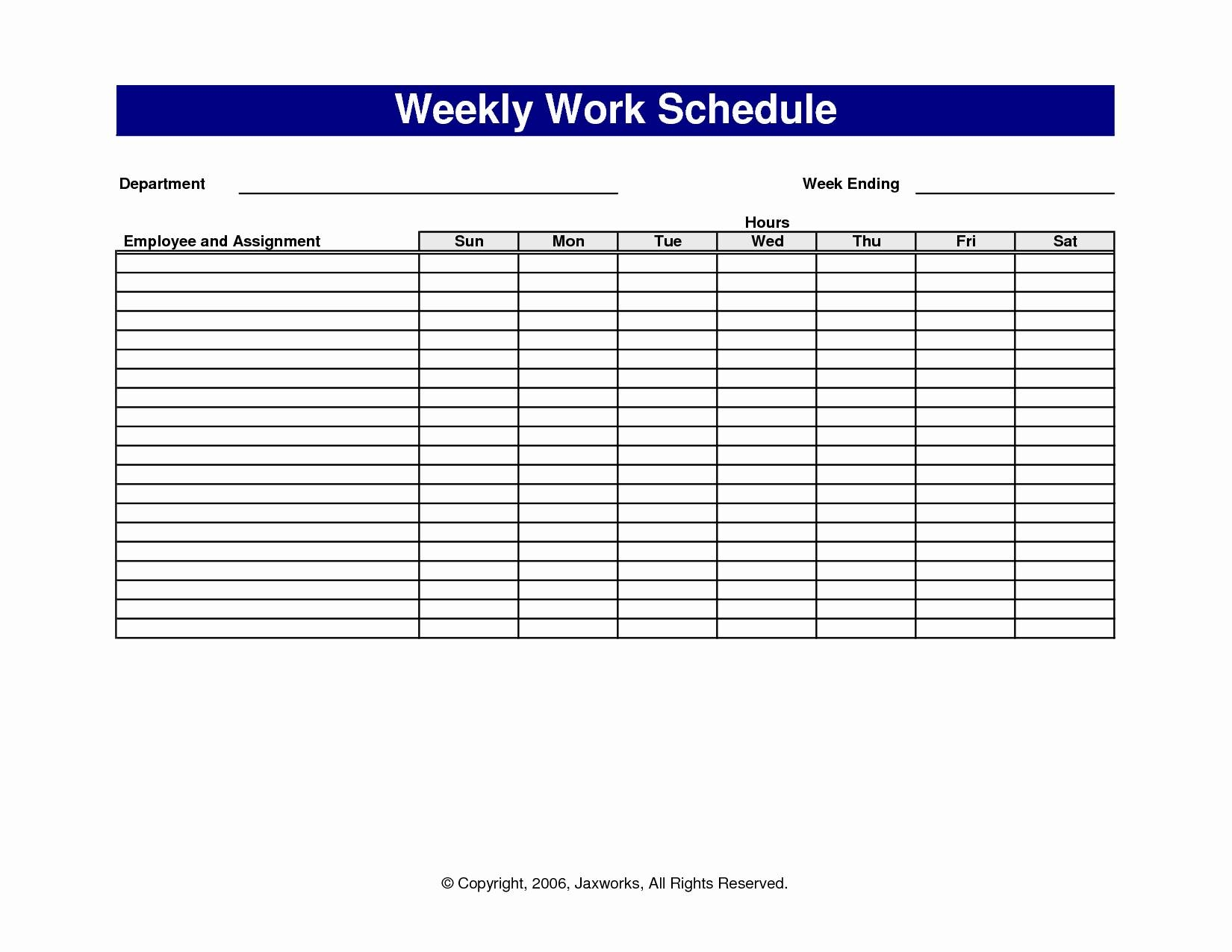 Printable Blank Weekly Employee Schedule  Template throughout Blank Employee Schedule Template