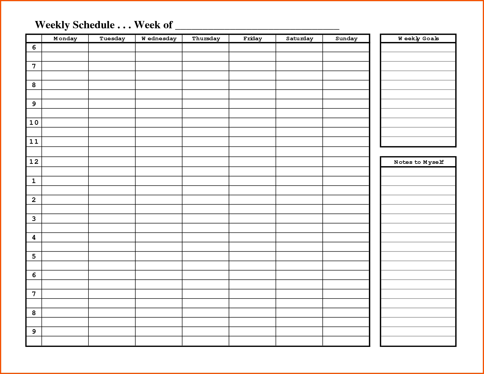Printable Blank Weekly Employee Schedule  Template within Blank Employee Schedule Template