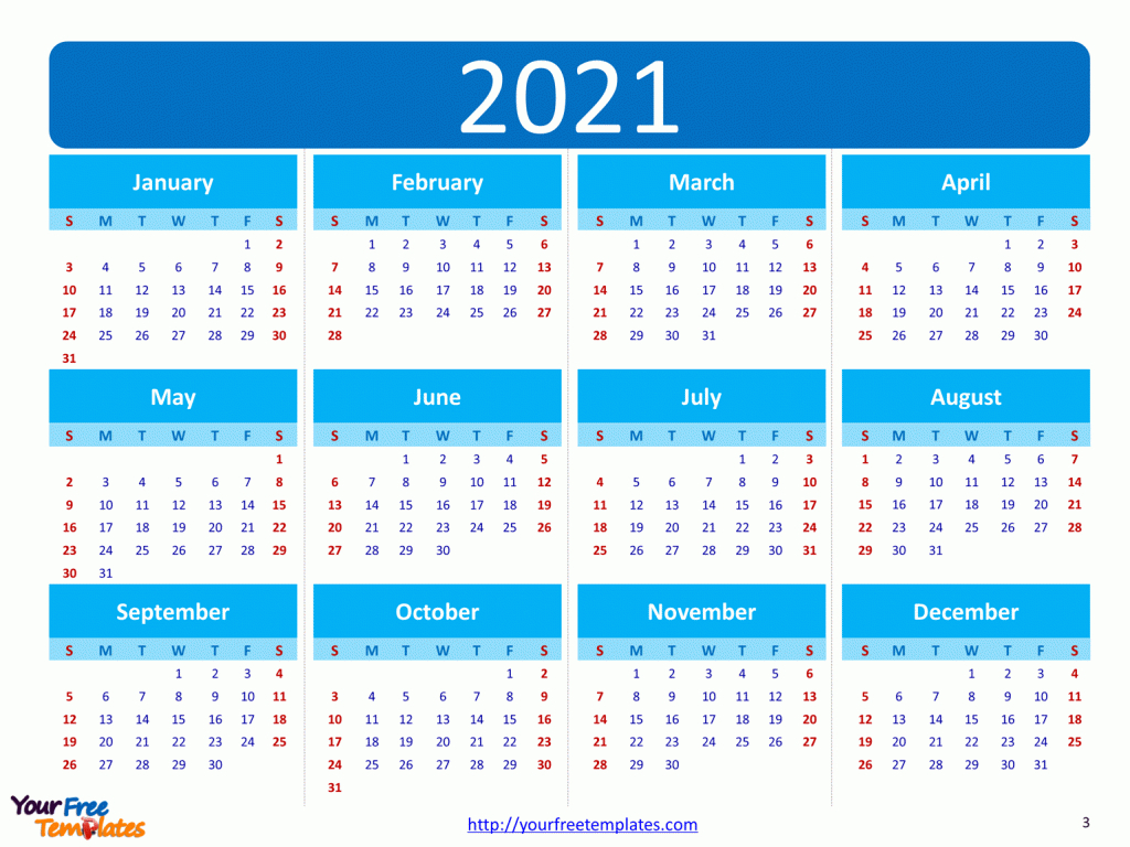 Printable Calendar 2021 Template  Free Powerpoint Template within Free Printable 3 Month Calendar 2021