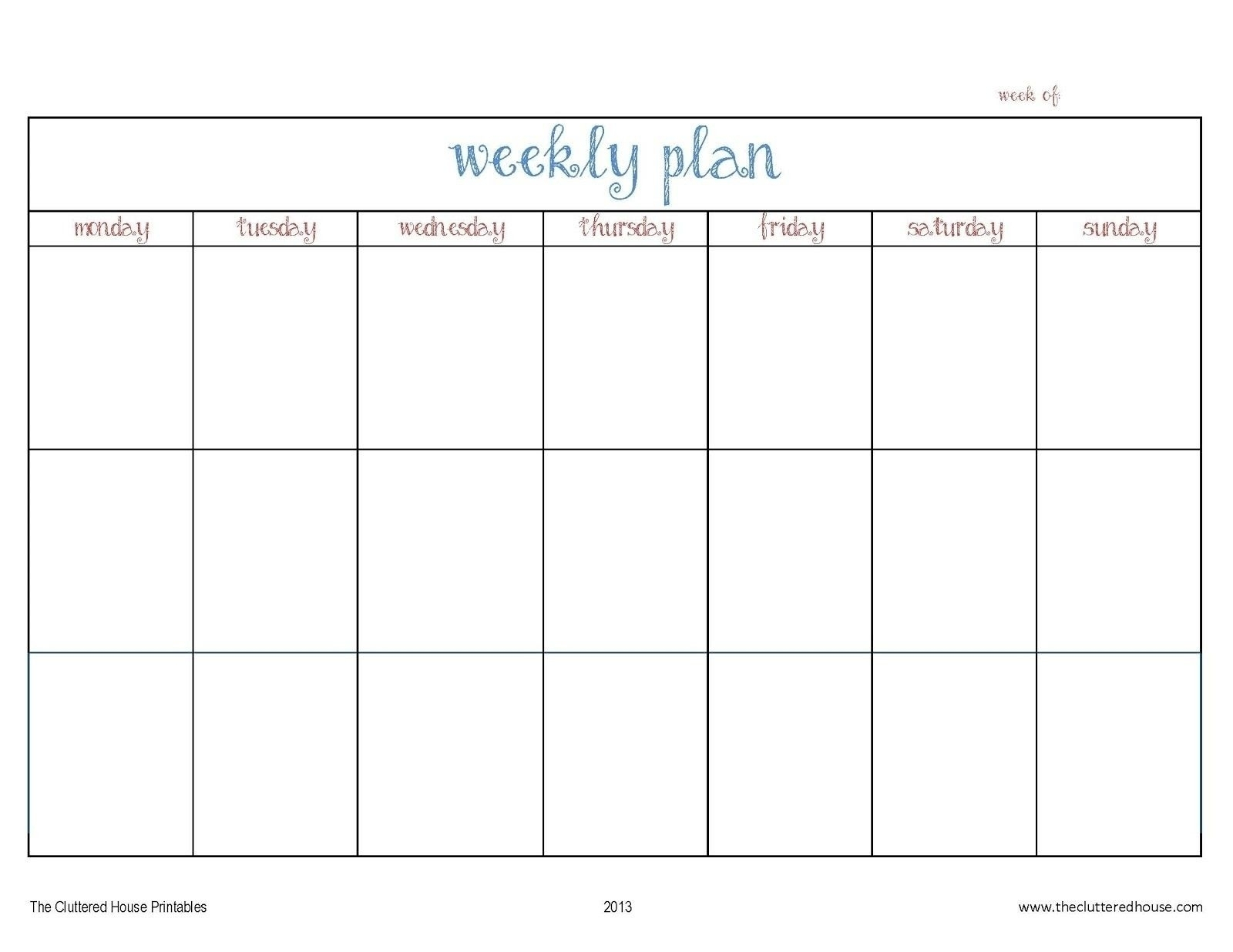 Printable Calendar Days Of The Week | Ten Free Printable intended for 7 Day Calendar Printable