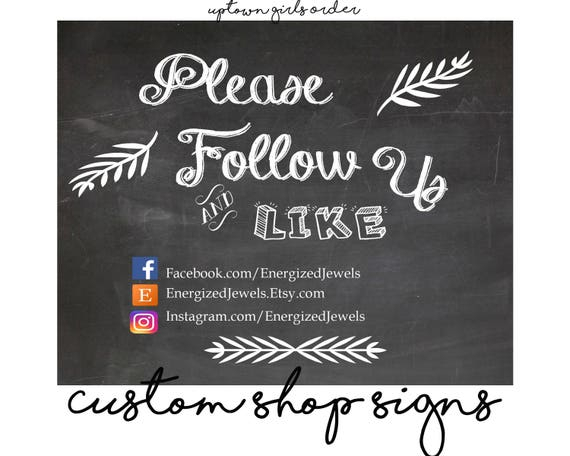 Printable Chalkboard Sign Please Follow Us Sign Business with Printable Facebook Logo