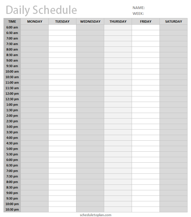 Printable Daily Schedule Template With Hours | Blank Daily pertaining to Blank Schedule With Hourly Counter