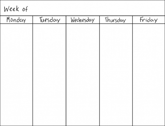 Printable Days Of The Week Calender | Printable Calendar within 5 Day Week Planner Template