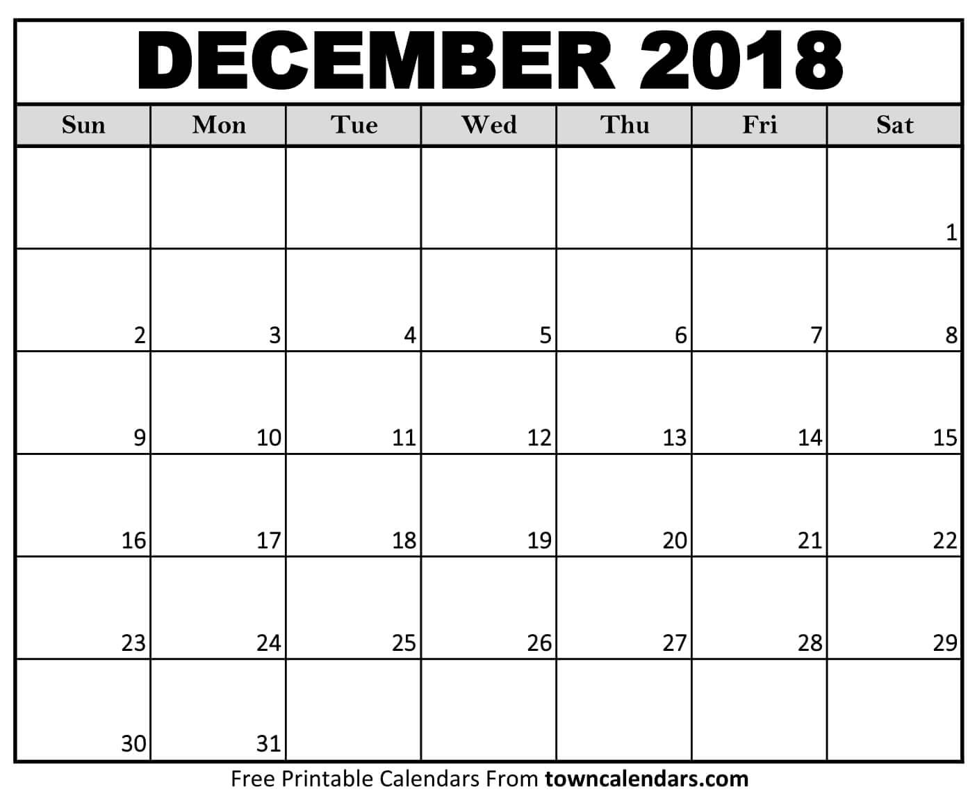 Printable December 2018 Calendar  Towncalendars regarding December Win Calendar