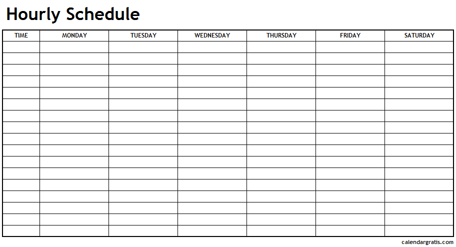 Printable Hourly Schedule Template  24 Hours Planner intended for Blank Schedule With Hourly Counter