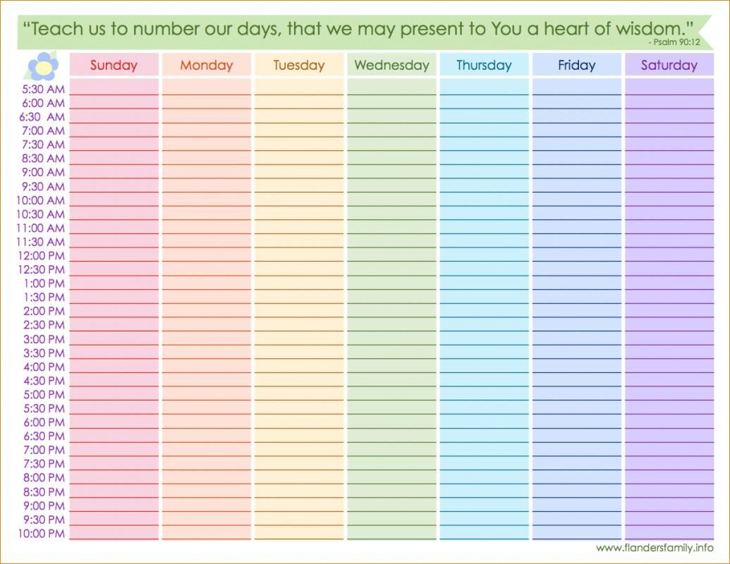 Printable Hourly Schedule | Weekly Schedule Printable within Blank Weekly Hourly Schedule