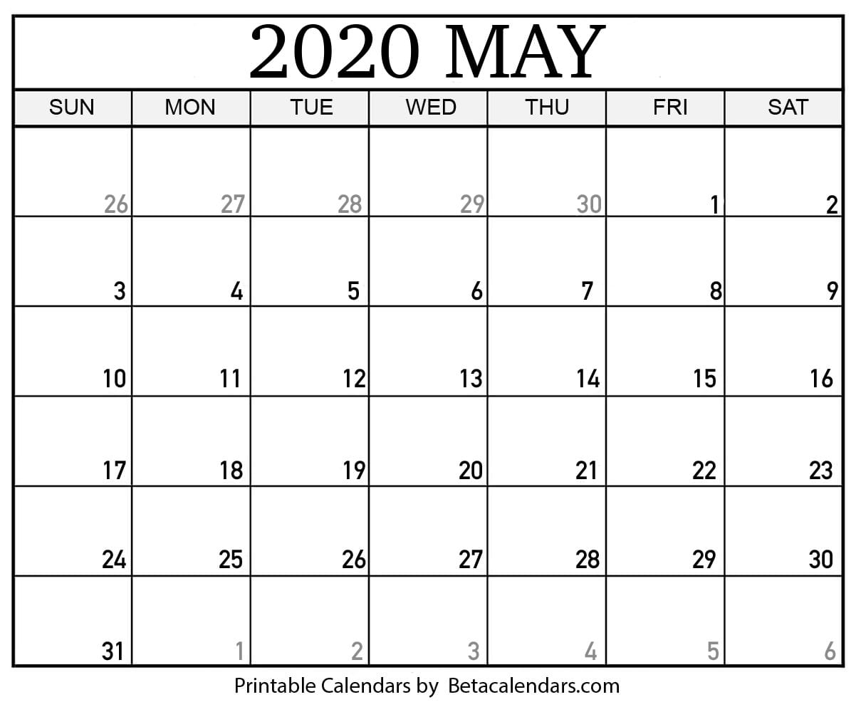 Printable May 2020 Calendar  Beta Calendars within Printable Calendars By Beta Calendars