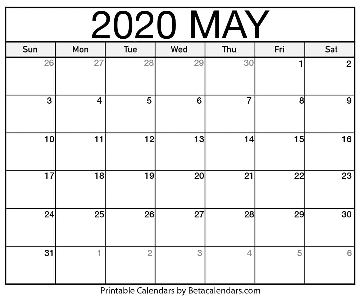 Printable May 2020 Calendar  Beta Calendars within Printable Calendars By Beta Calendars