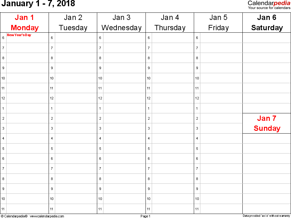 Printable Weekly Calendar 01 regarding Printable Weekly Calendar With Times