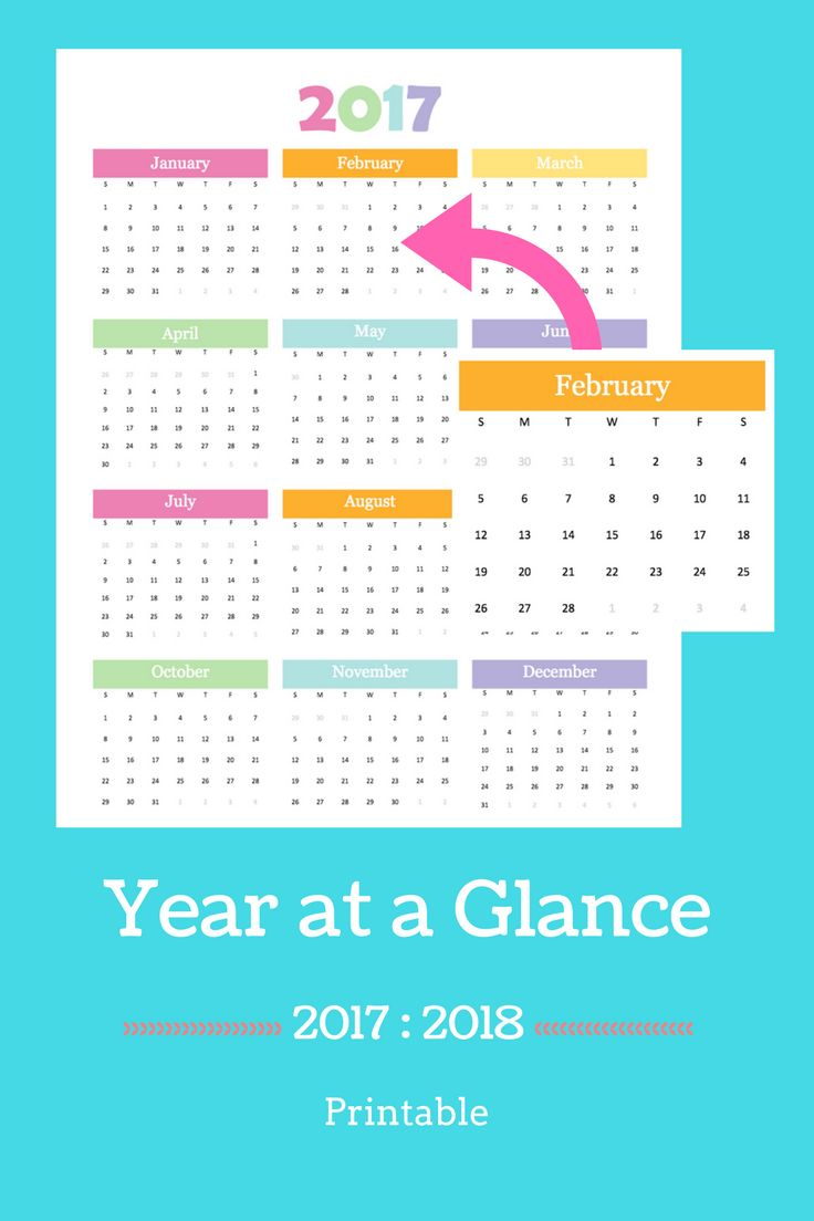 Printable Year At A Glance Calendar | At A Glance Calendar in At A Glance Calendar Printable