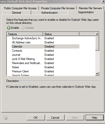 Question: How To Enable And Disable Owa Features In throughout Outlook 2010 Shared Calendar No Connection