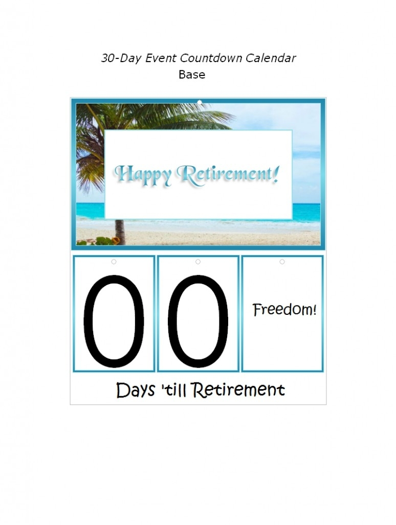 Retirement Calendar Countdown Printable  Calendar Templates within Retirement Calendar Countdown Printable