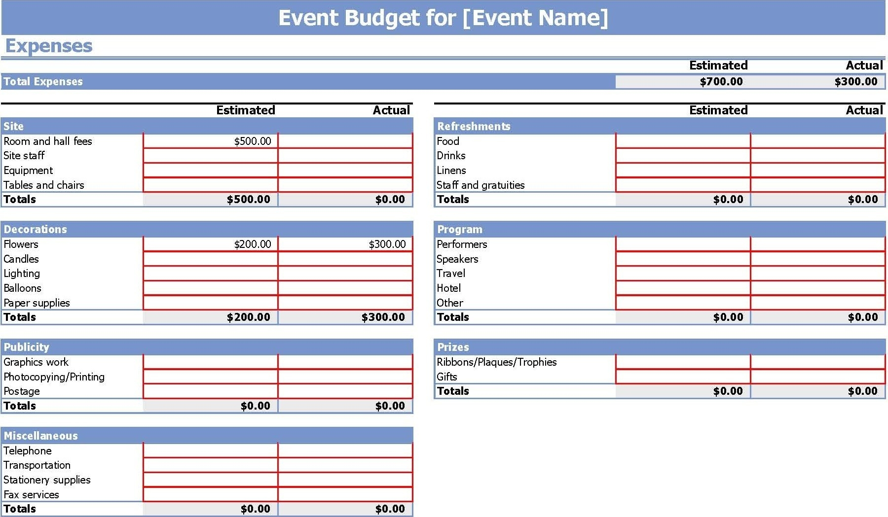 Run Of Event Event Plan Template In Excel  Template for Event Planning Template Excel Free