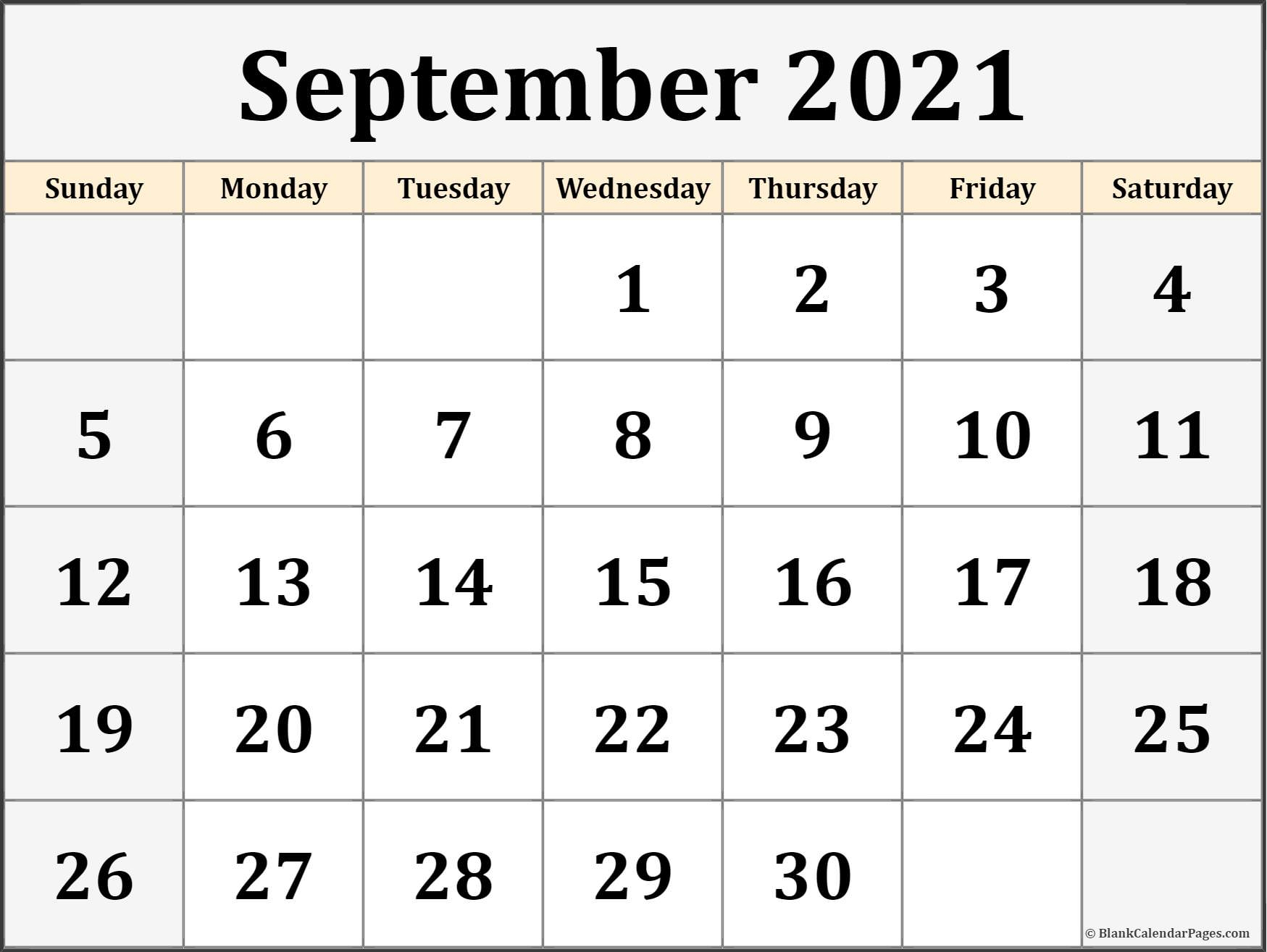 September 2021 Calendar | Free Printable Calendar Templates pertaining to 2021 Monthly Calendar Printable Pdf