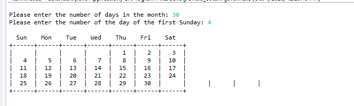 Simple Calendar Display Java Program. Having Issue With inside Java Swing Calendar Date Picker