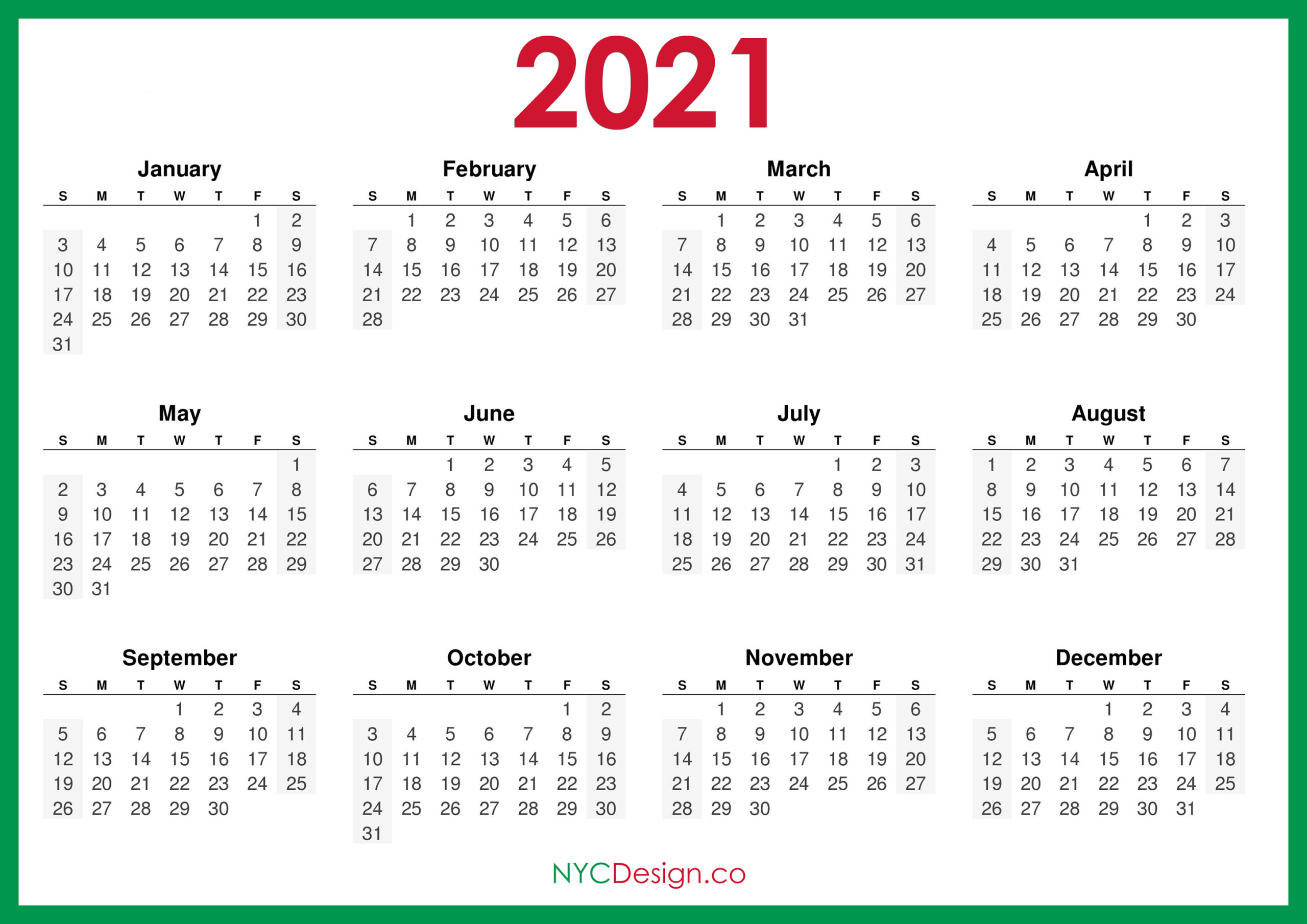 Sunday To Saturday Monthly Calendar 2021 | Calendar throughout 2021 Calendar In Excel Free