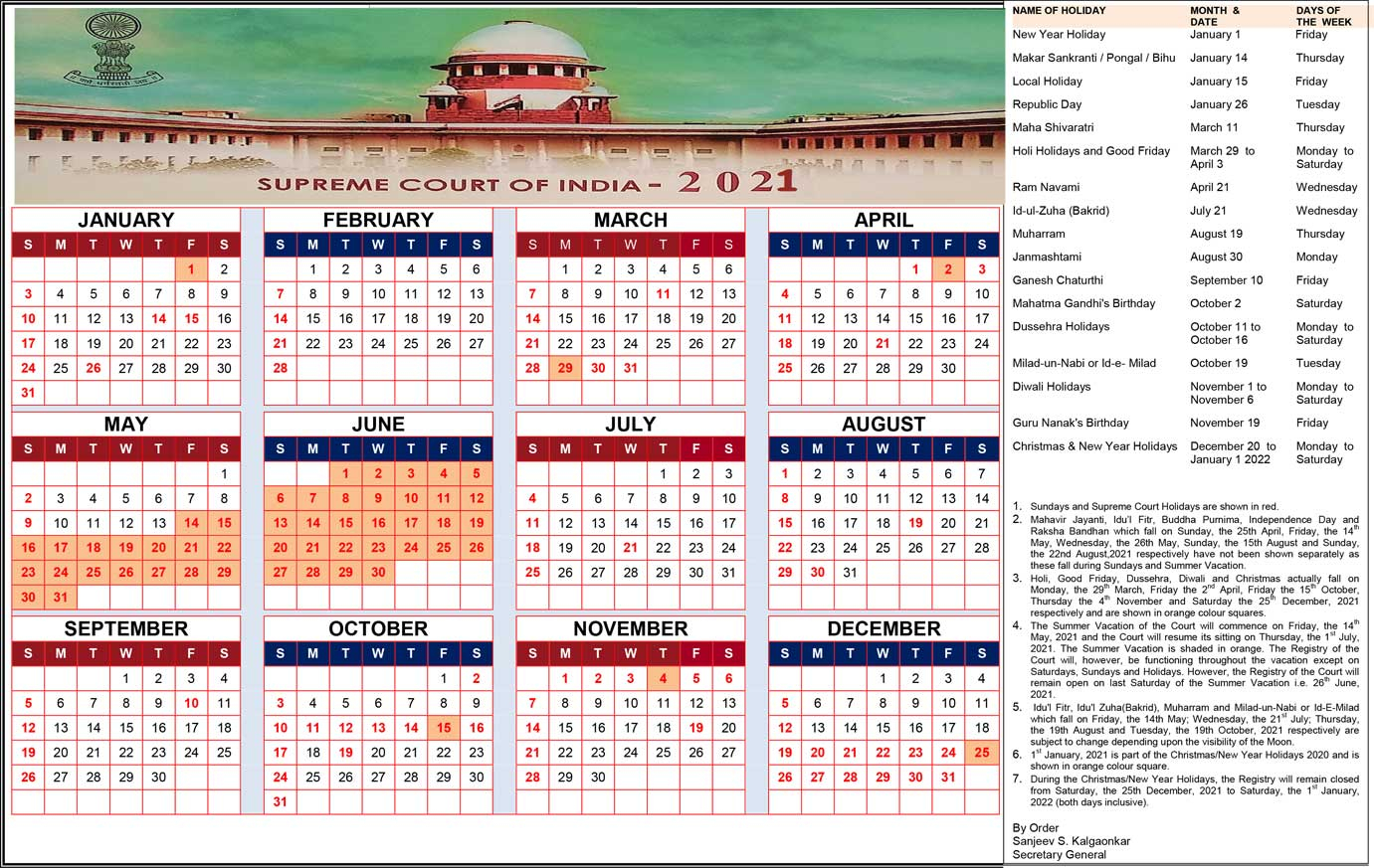 Supreme Court Calendar 2021 Holidays | Seg with regard to Calendar 2021 With Holidays