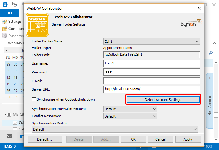 Sync Calendar With Ms Outlook Using Bynari Collaborator throughout Outlook 2010 Shared Calendar No Connection