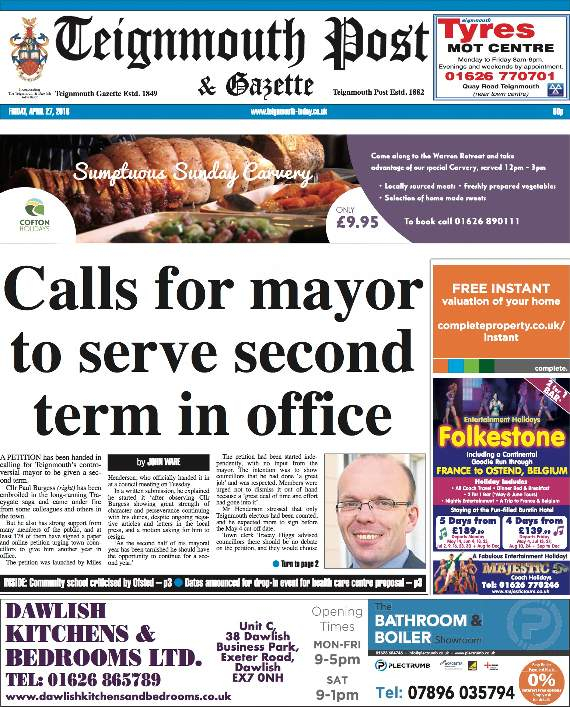 Teignmouth: Petition Launched Calling For Mayor To Be with Teignmouth School Term Dates