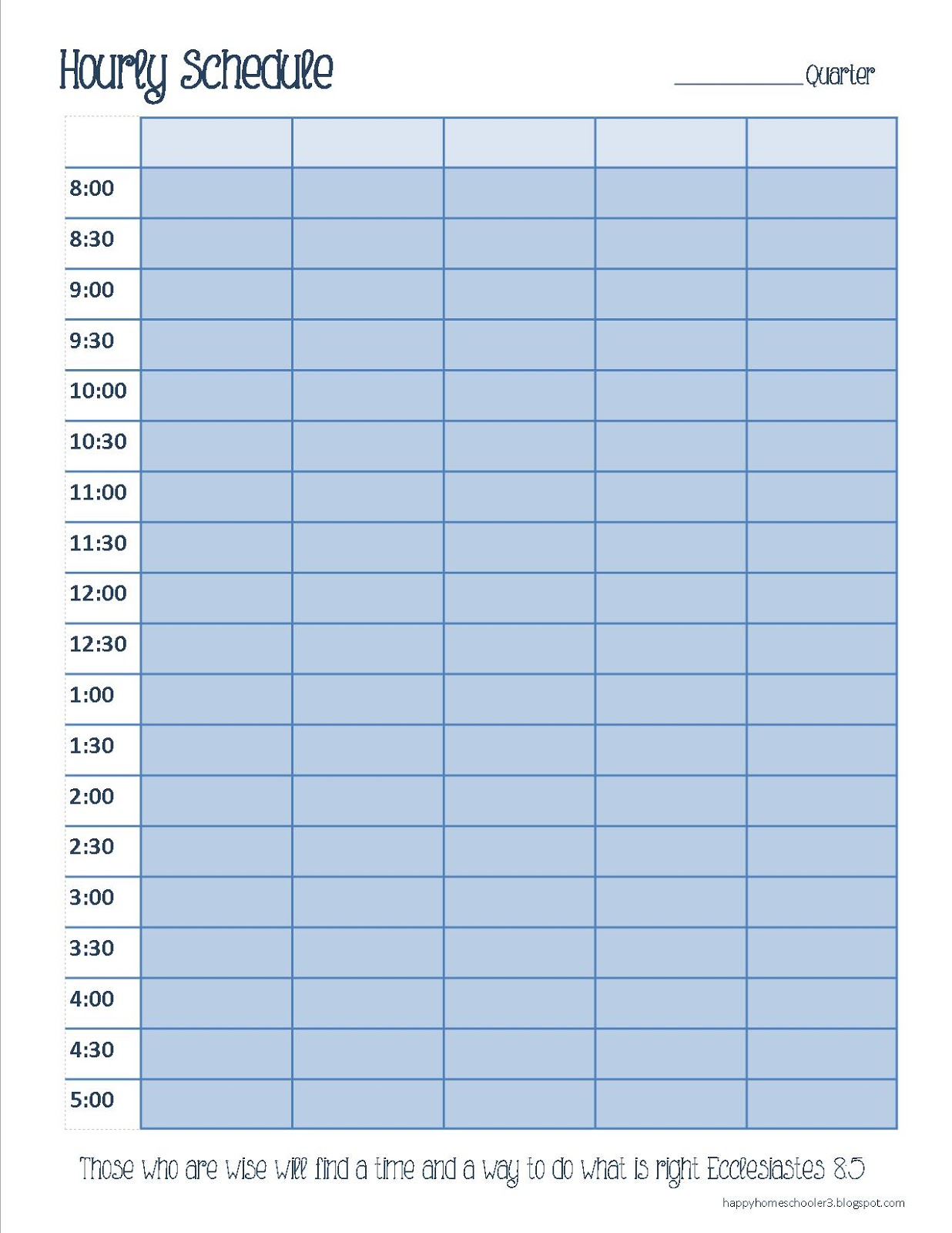 The Happy Homeschooler: Our Homeschool Planner: A Free in Blank Schedule With Hourly Counter