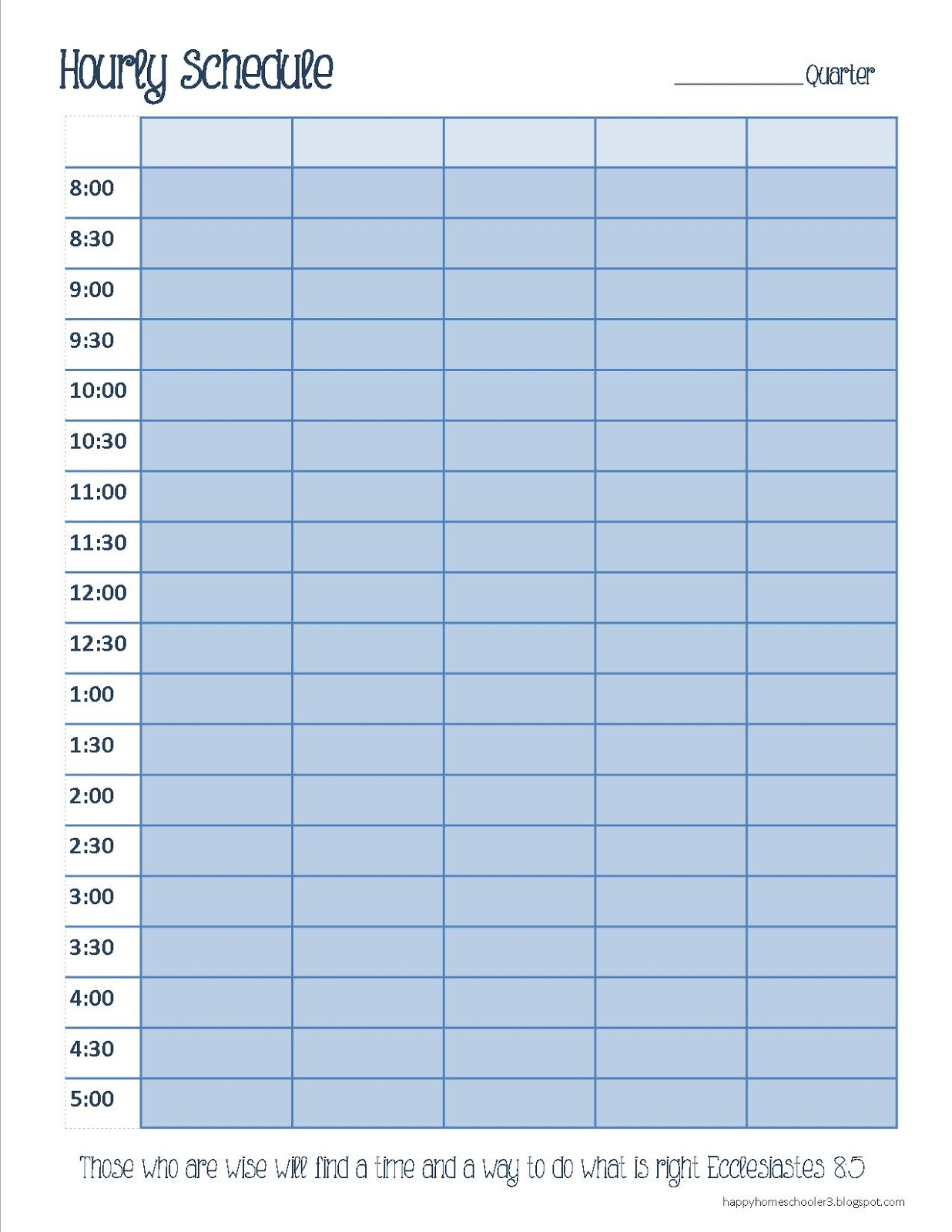 The Happy Homeschooler: Our Homeschool Planner: A Free intended for Blank Weekly Hourly Schedule