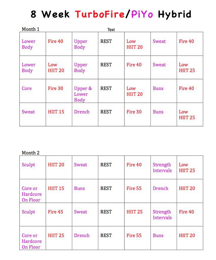 Turbo Fire &amp; Piyo Hybrid Schedule Like Me On Facebook for Piyo Hybrid Calendar