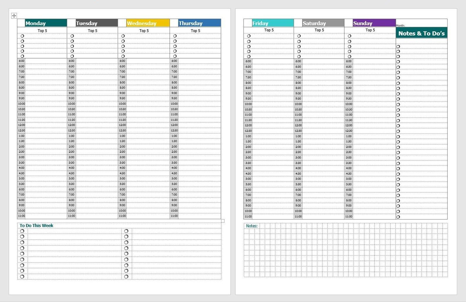 Undated Vertical Weekly Planner | Printable Planner within Weekly Hourly Planner Pdf