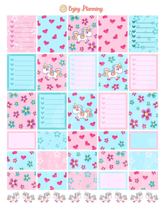 Unicorns Planner Stickers Printable Unicorns Stickers for Advice From A Unicorn Calendar