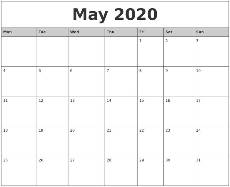 Universal Blank 30 Day Calendar Starting May 24 | Monthly throughout Blank 30 Day Calendar