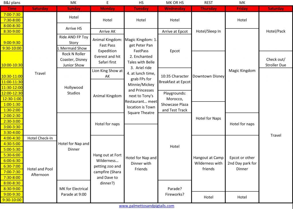 {Walt Disney World} The Itinerary And Worksheets intended for Disney Itinerary Template